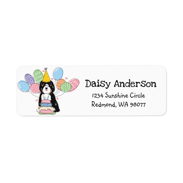 Tri Tibetan Terrier Birthday Return Address Label (Front)