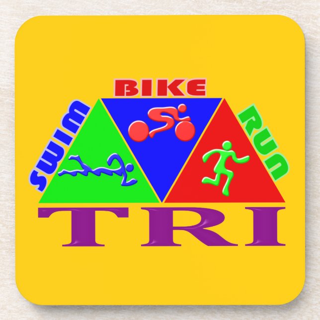 Tri Triathlon Figures Design Coaster (Front)
