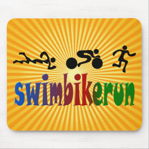 TRI Triathlon Swim Bike Run BLACK Bumper Design Mouse Pad