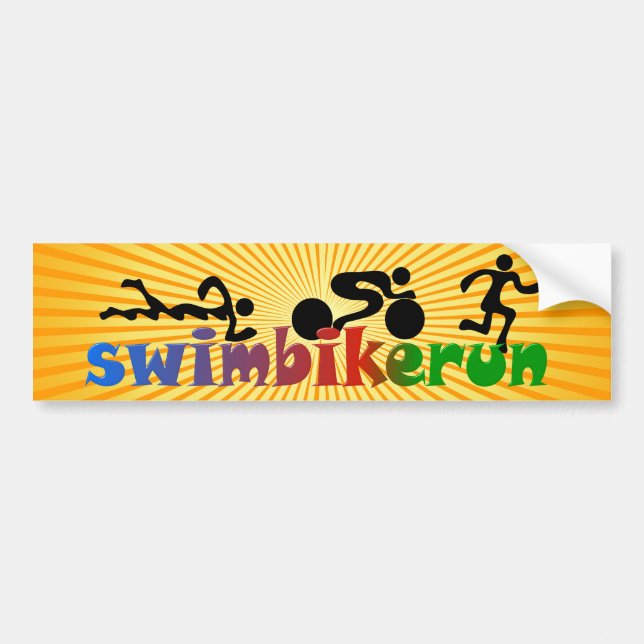 TRI Triathlon Swim Bike Run BLACK Bumper Design Sticker (Front)