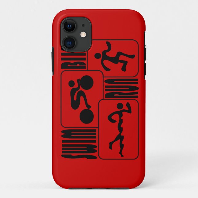 TRI Triathlon Swim Bike Run BLACK Square Design Case-Mate iPhone Case (Back)