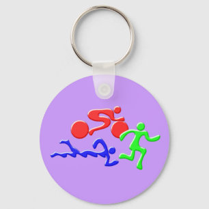 TRI Triathlon Swim Bike Run COLOR Figures Design Keychain