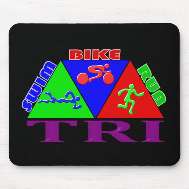 TRI Triathlon Swim Bike Run PYRAMID Design Mouse Pad (Front)