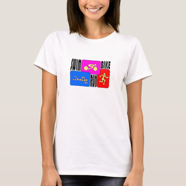 TRI Triathlon Swim Bike Run T-Shirt (Front)