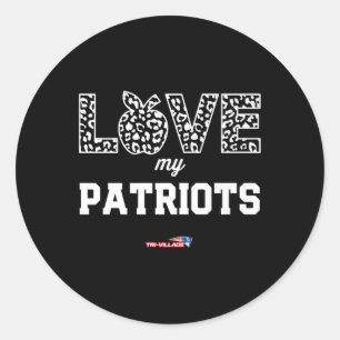 Tri-village Patriots Logo Love My Team Hs Classic Round Sticker