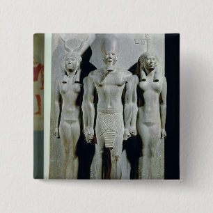 Triad of Menkaure  with the goddess Hathor 2 Inch Square Button