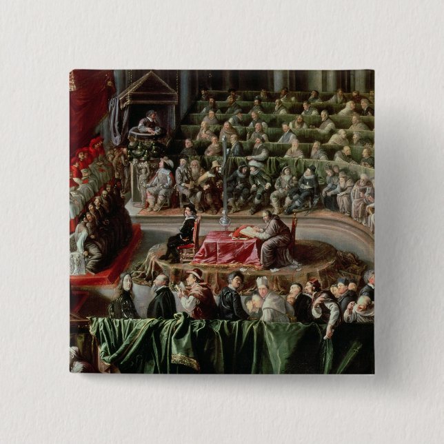 Trial of Galileo, 1633 2 Inch Square Button (Front)