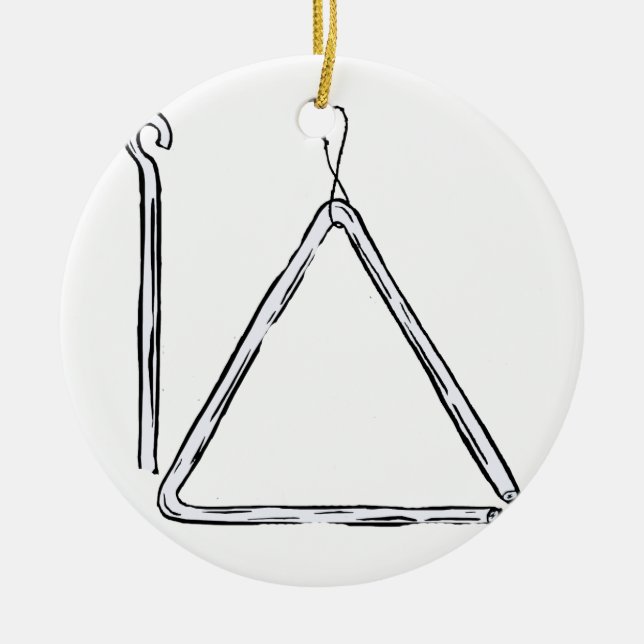 Triangle And Beater Graphic Black and White Ceramic Ornament (Front)