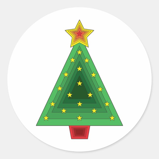 Triangle Christmas Tree Classic Round Sticker (Front)