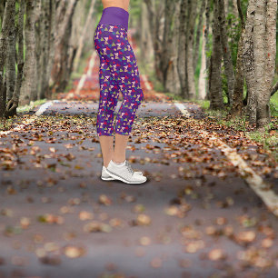 Triangle circle coloured pattern purple  capri leggings