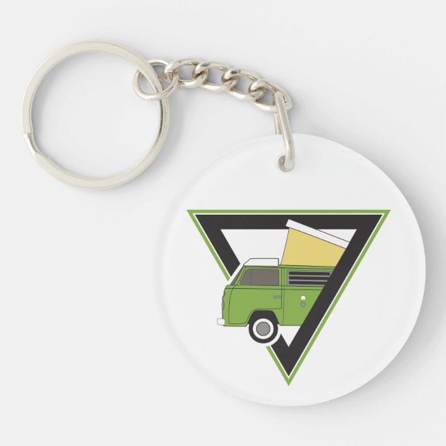 triangle classic green bus keychain (Front)