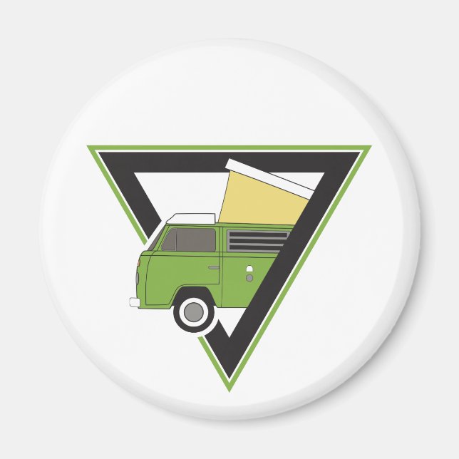 triangle classic green camper van magnet (Front)