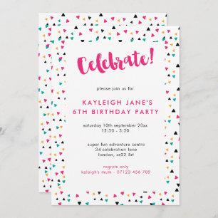 Triangle coloré Confetti Party Invitation