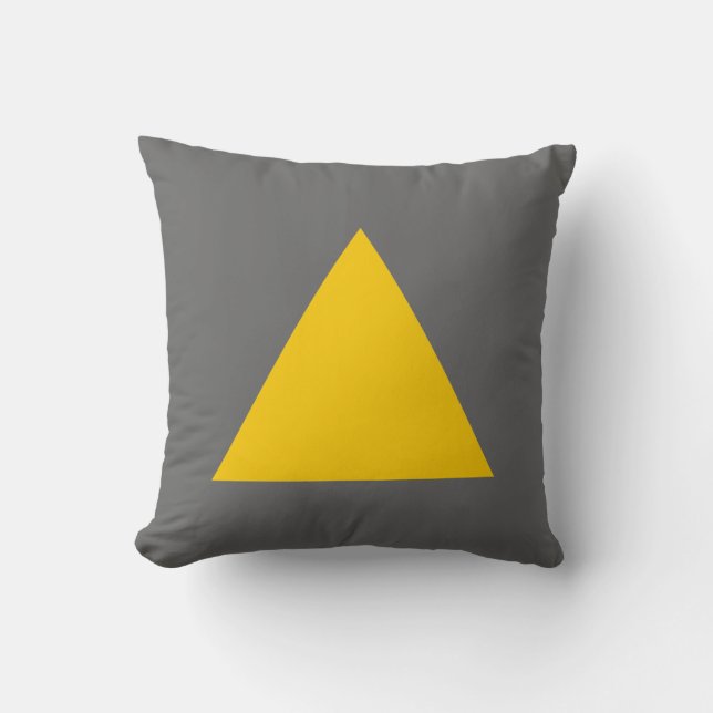 Triangle Colours - Amber and Grey Throw Pillow (Front)