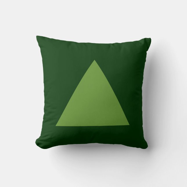Triangle Colours - Avocado Green on Dk Green Throw Pillow (Front)