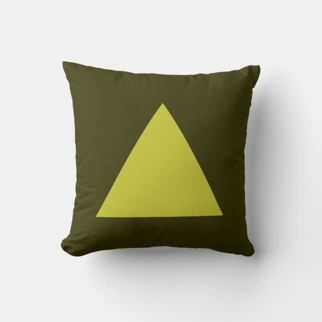Triangle Colours - Banana on Dk Olive Throw Pillow (Front)