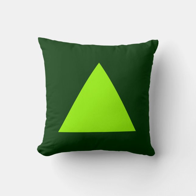 Triangle Colours - Chartreuse Green on Dk Green Throw Pillow (Front)