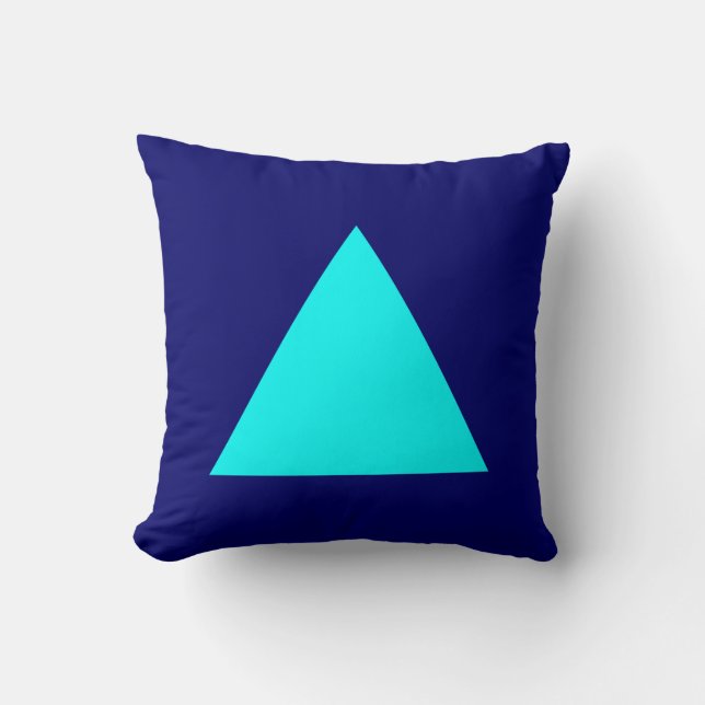 Triangle Colours - Cyan on Dp Navy Throw Pillow (Front)