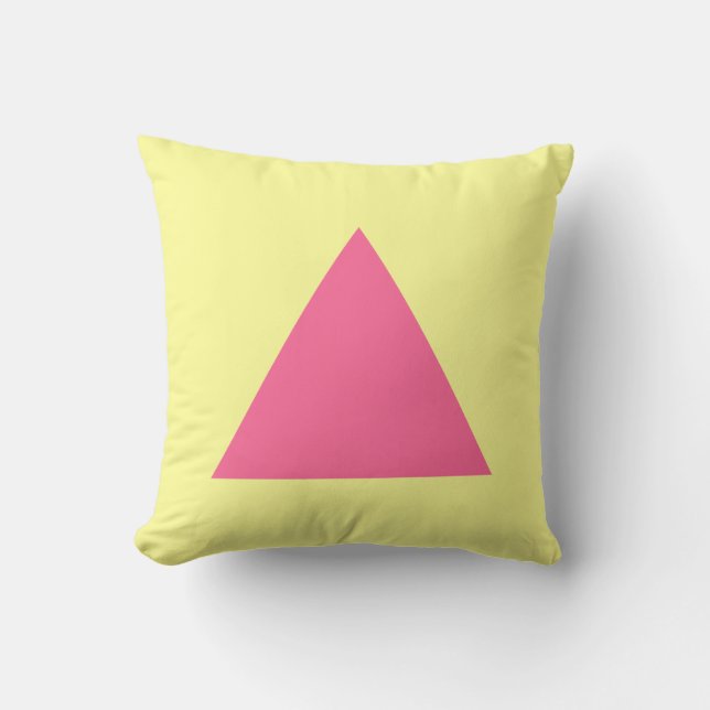 Triangle Colours - Deep Pink with Chalk Yellow Throw Pillow (Front)