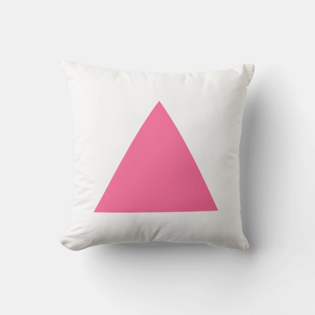 Triangle Colours - Deep Pink with White Throw Pillow (Front)