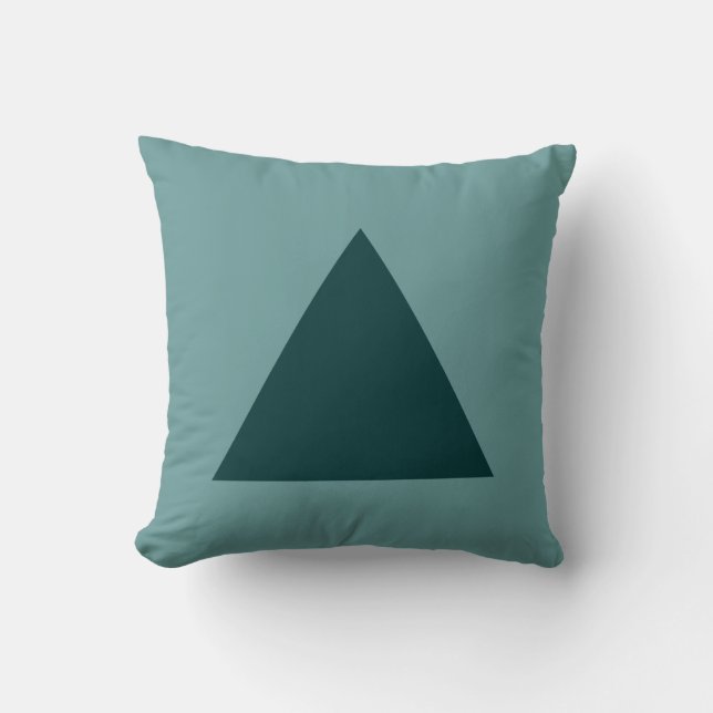Triangle Colours - Dk Green and Ocean Green Throw Pillow (Front)