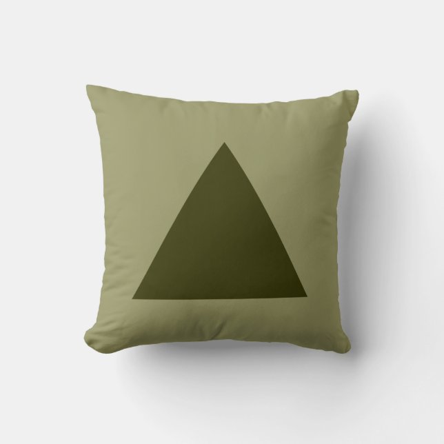 Triangle Colours - Dk Olive on Khaki Throw Pillow (Front)