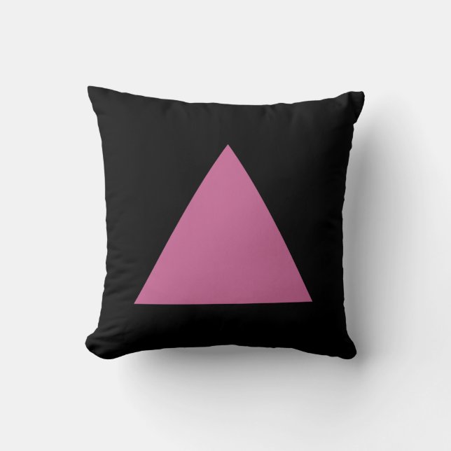 Triangle Colours - Dusty Rose with Black Throw Pillow (Front)