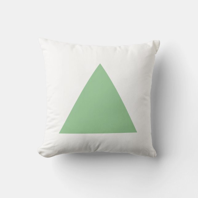 Triangle Colours - Faded Green and White Throw Pillow (Front)