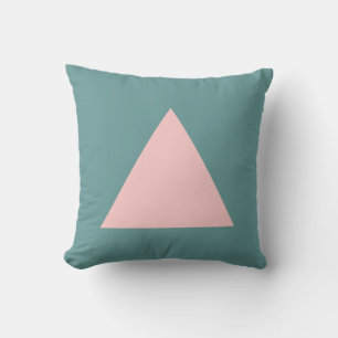 Triangle Colours - Faded Pink and Ocean Green Throw Pillow