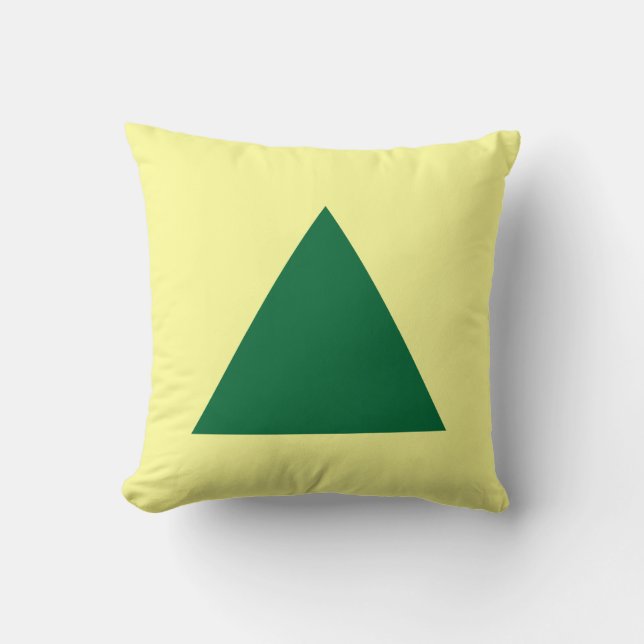 Triangle Colours - Forest Green and Light Yellow Throw Pillow (Front)