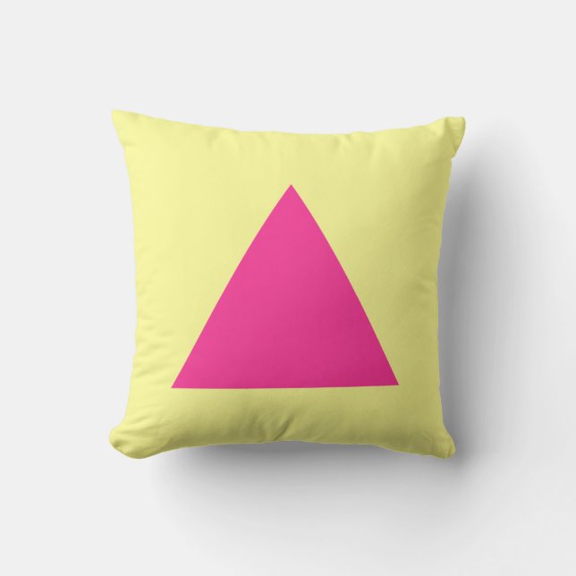 Triangle Colours - Hot Pink with Chalk Yellow Throw Pillow (Front)