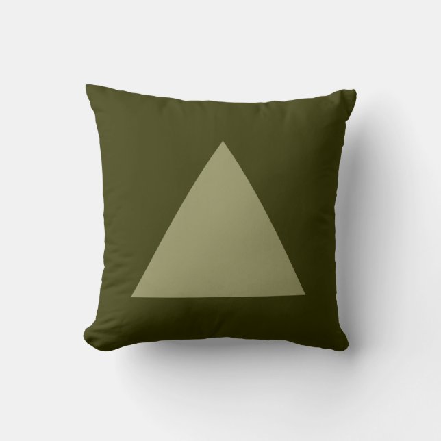 Triangle Colours - Khaki on Dk Olive Throw Pillow (Front)
