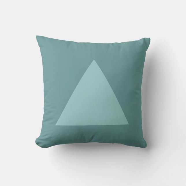 Triangle Colours - Lt Blue Green and Ocean Green Throw Pillow (Front)