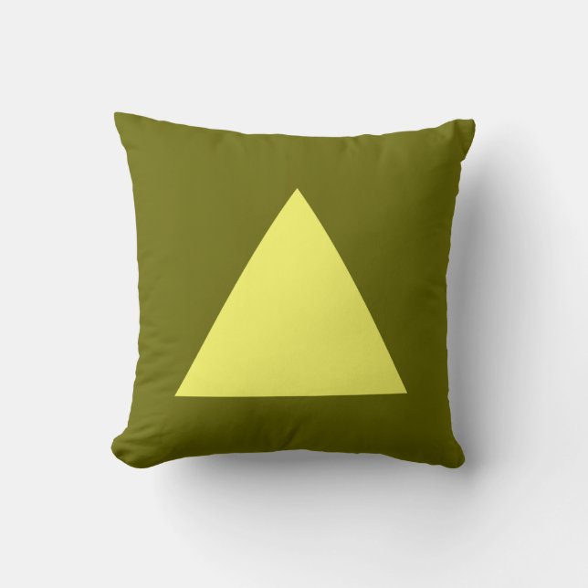Triangle Colours - Lt Yellow on Dp Olive Throw Pillow (Front)