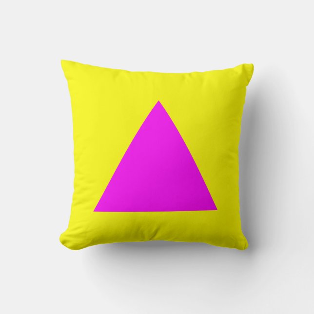 Triangle Colours - Magenta and Yellow Throw Pillow (Front)