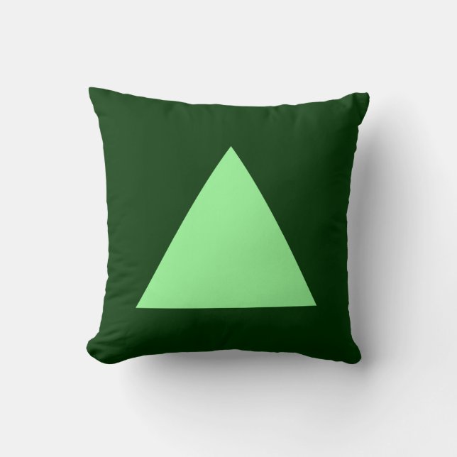 Triangle Colours - Mint Green on Dk Green Throw Pillow (Front)
