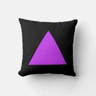 Triangle Colours - Neon Purple with Black Throw Pillow