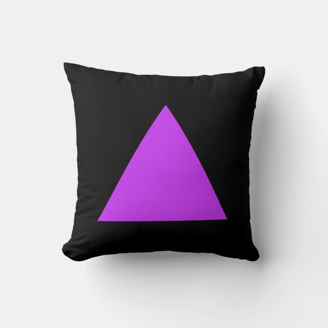 Triangle Colours - Neon Purple with Black Throw Pillow (Front)