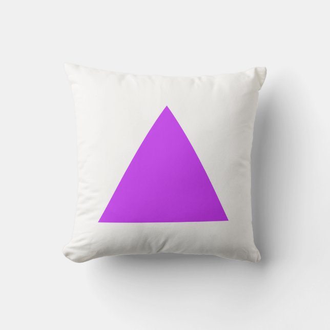 Triangle Colours - Neon Purple with White Throw Pillow (Front)