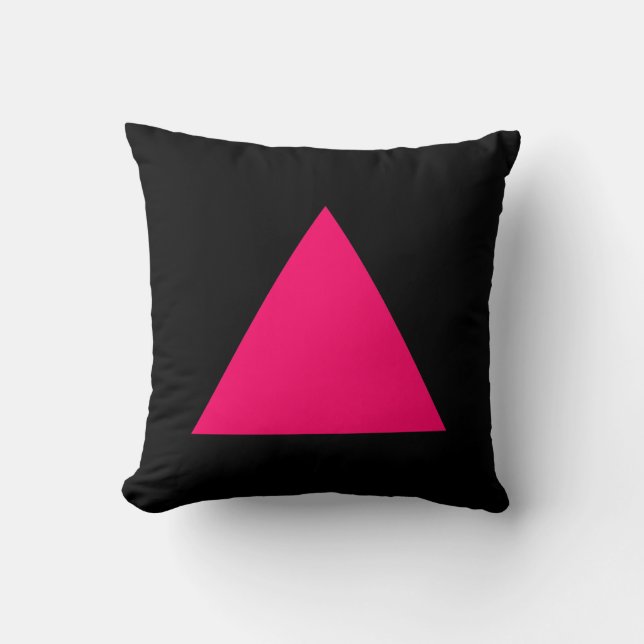 Triangle Colours - Neon Red with Black Throw Pillow (Front)