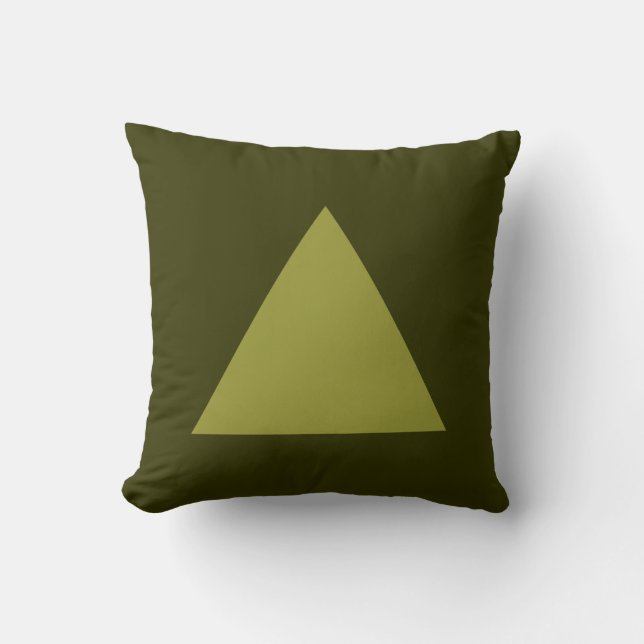 Triangle Colours - Olive on Dk Olive Throw Pillow (Front)