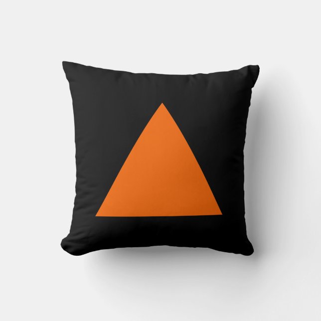 Triangle Colours - Orange and Black Throw Pillow (Front)