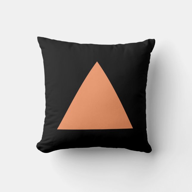 Triangle Colours - Peach and Black Throw Pillow (Front)