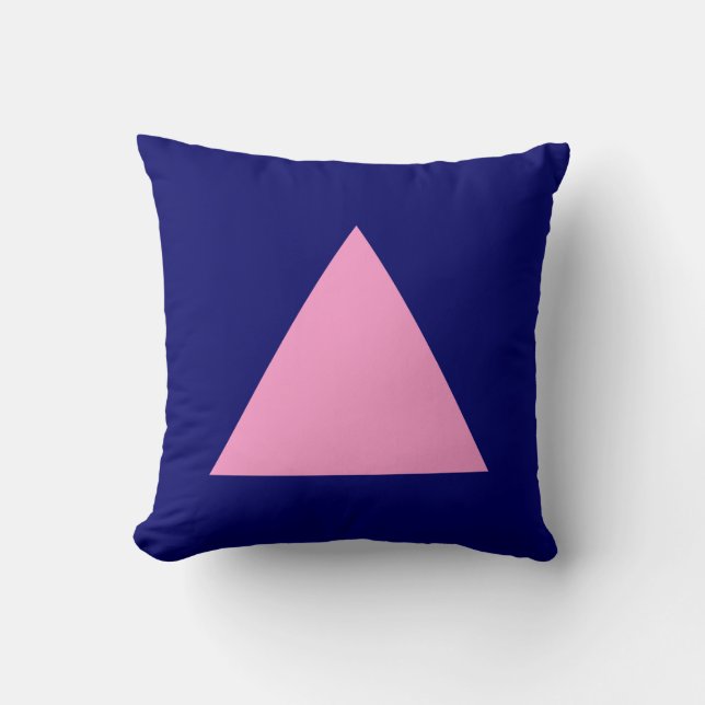 Triangle Colours - Pink and Deep Navy Throw Pillow (Front)