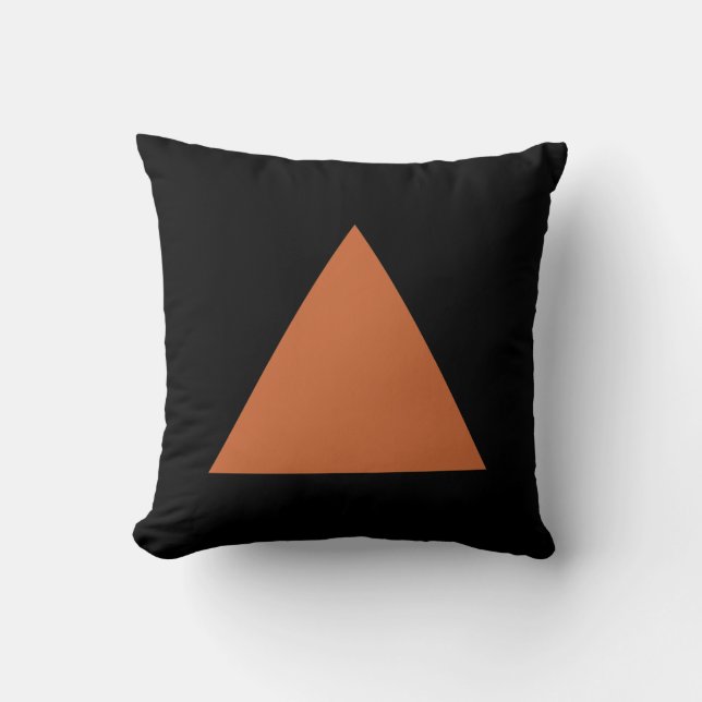 Triangle Colours - Red Brown on Black Throw Pillow (Front)