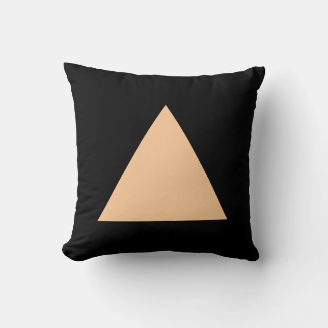 Triangle Colours - Sand and Black Throw Pillow (Front)
