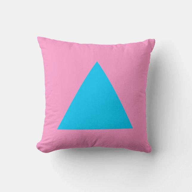 Triangle Colours - Sky Blue and Pink Throw Pillow (Front)