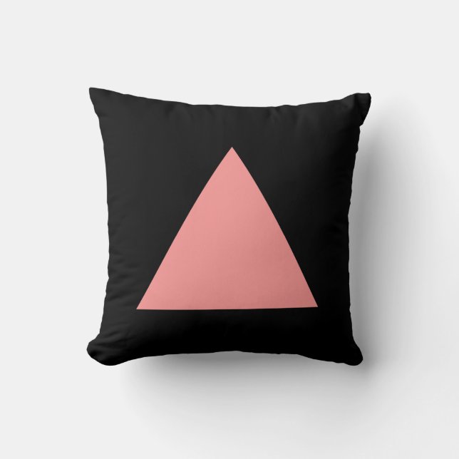 Triangle Colours - Soft Pink and Black Throw Pillow (Front)