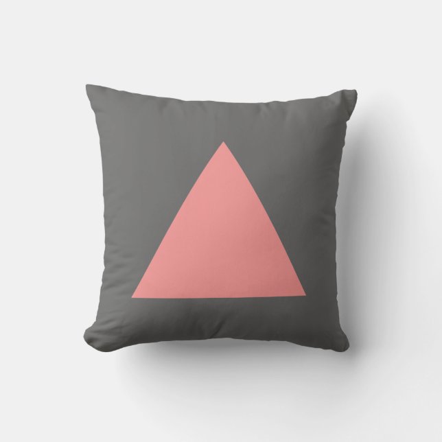 Triangle Colours - Soft Pink and Grey Throw Pillow (Front)