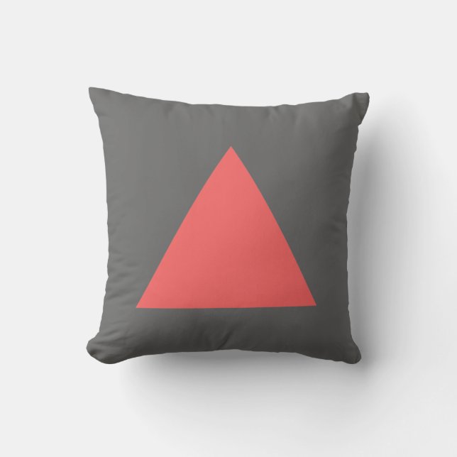 Triangle Colours - Tropical Pink and Grey Throw Pillow (Front)